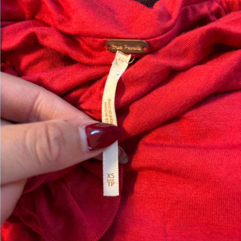 Free People Vibrant Red Blouse XS